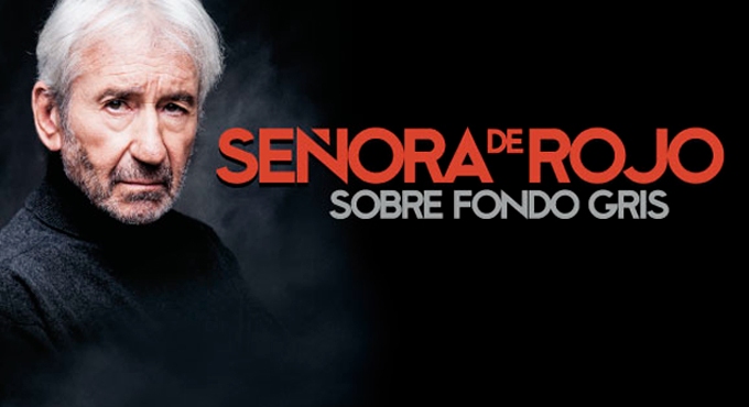 SEÑORA DE ROJO SOBRE FONDO GRIS